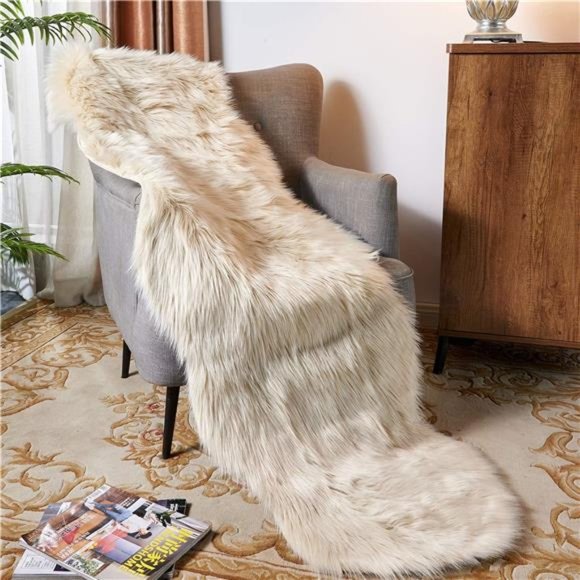 Ultra Soft Fluffy/Fuzzy Shaggy Area Rug Faux Fur Chair Cover SeatPad for Bedroom - Picture 2 of 6